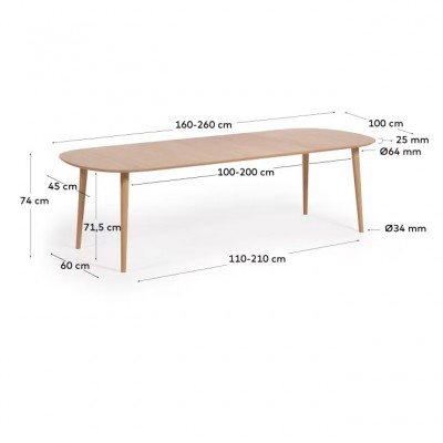Mesa de Jantar Extensível Oval Oqui