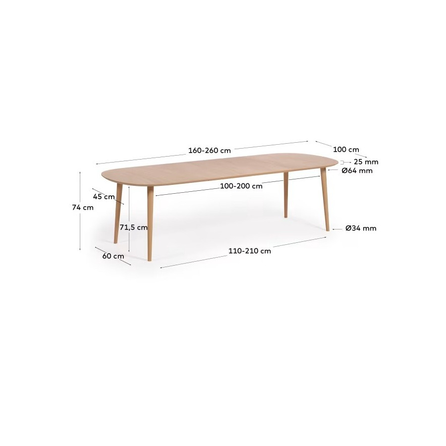 Mesa de Jantar Extensível Oval Oqui